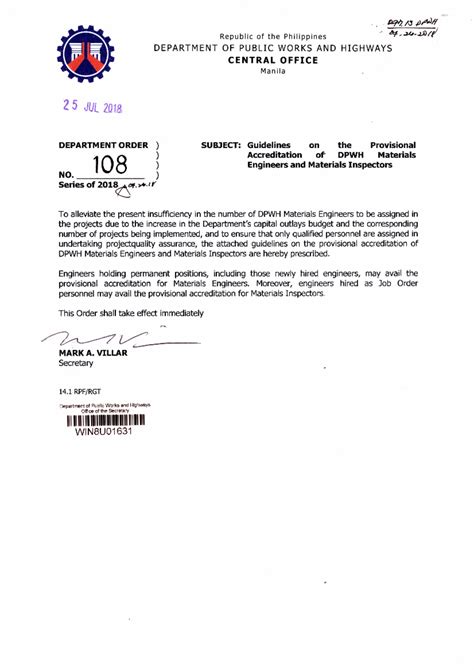 dpwh project engineer accreditation|DO .